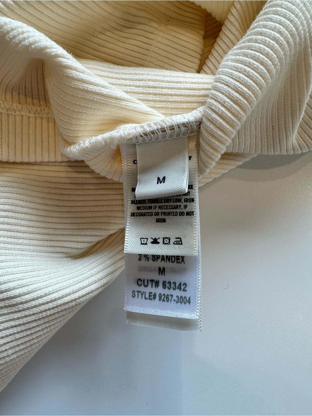 CITIZENS OF HUMANITY Ribbed Organic Cotton Ivory V Neck Long Sleeve Tee M - Picture 10 of 16